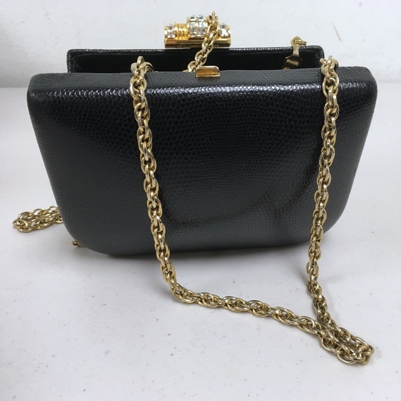 RODO ITALY Vintage black crystal evening bag clutch shoulder - Picture 4 of 7